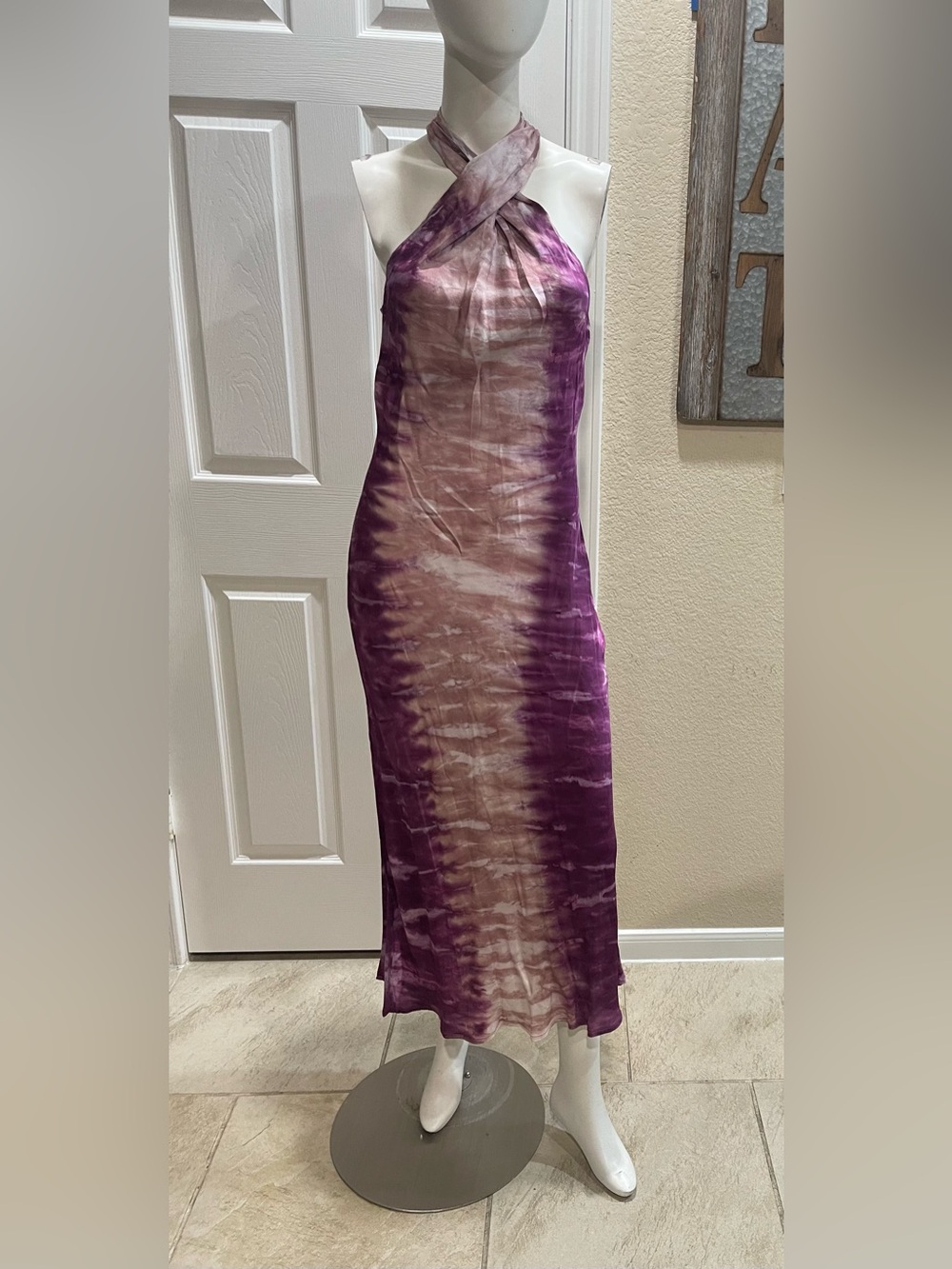Young Fabulous Broke YFB Siren Maxi Dress Mauve Ripple Wash Small